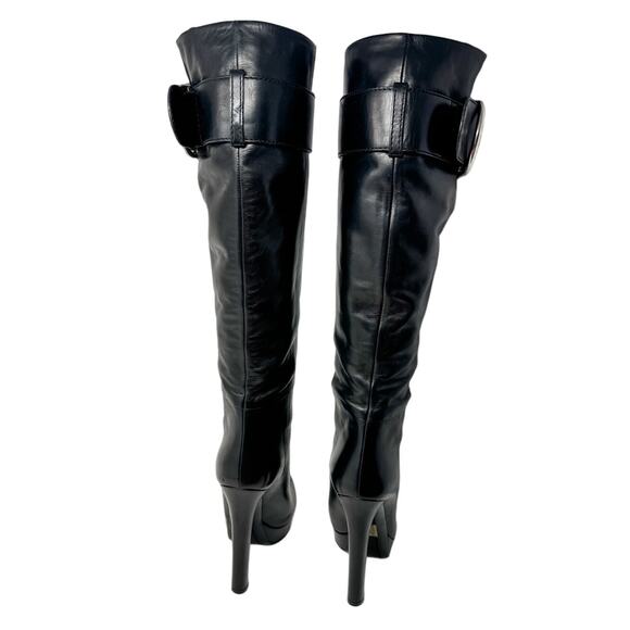 Gucci Josephine Black Horsehead Horsebit Knee High Tall Platform Boots size 38.5 - Picture 4 of 16